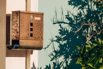Old rusty mailbox or letterbox