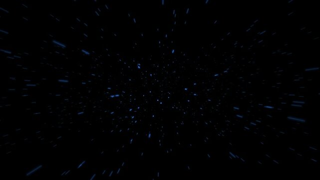 Cinematic animation, traversing a star field in hyperspace. 