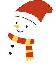 A snowman wear a scarf