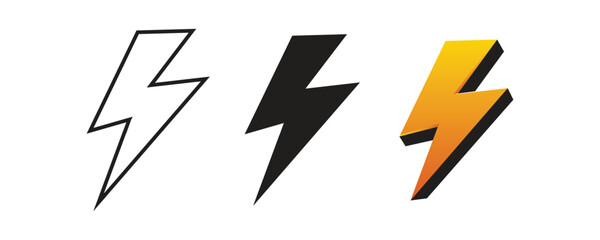 A vector icon bold yellow lightning bolt Lightning Bolt Energy Icon black and white icon