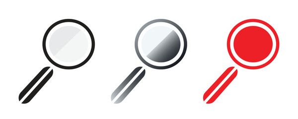 A minimalist vector icon of a magnifying glass symbolizing search and discovery black and white icon