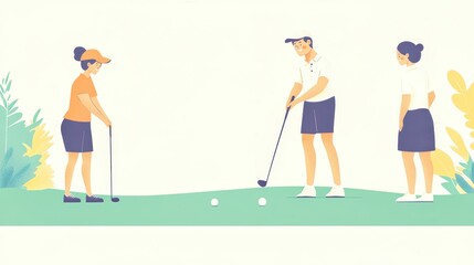 Fototapeta premium People playing golf on the golf course