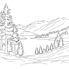  mountain landscape coloring page