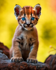 Obraz premium A multicolor baby puma that creates a stunning Watercolor Scene as a gift