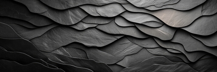 Black wavy texture background. Created with Ai