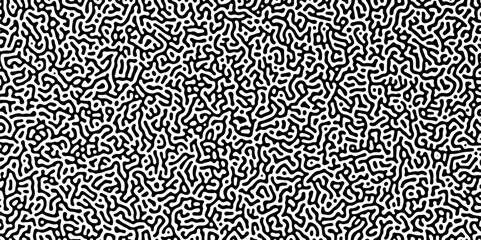 Abstract truing organic wallpaper Turing reaction diffusion monochrome seamless pattern with chaotic motion. Generative algorithm psychedelic background. Reaction-diffusion or truing pattern formation