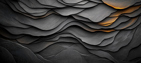 Old wavy black stone wall background for graphics use. Created with Ai