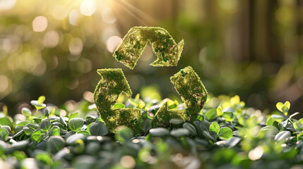 Symbolizing sustainability and environmental awareness. World nature conservation and environment day. Reuse, repair, improve, recycle. Eco-Friendly Manufacturing Continuity. Green energy. Copy space