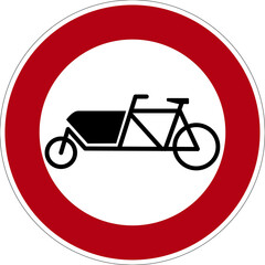 Schild Einfahrt und Druchfahrt Verboten für Lastenräder. Kein offizielles Verkehrsschild nach STVO.
