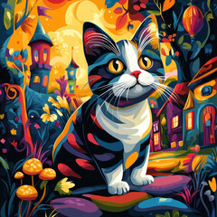 Feline Fantasy: Whimsical Cat in Wonderland