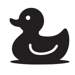 Rubber Duck silhouette - vector  of Rubber Duck - black and white duck rubber 