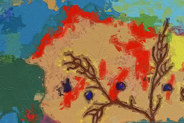 Oil paintings and various flowers, lotus leaves, lotus flowers, fish, horses, cats, dogs, beautiful scenery