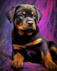 Fototapeta premium Experience the beauty of a multicolor baby rottweiler through Whimsical Dog Art