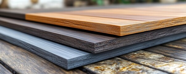 Photorealistic recycled plastic composite decking boards, sustainable material for outdoor projects
