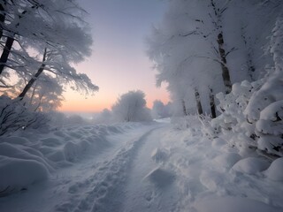 winter landscape in the morning