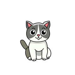 black white cat vector illustration