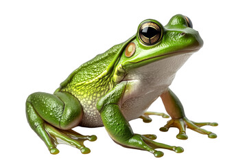 Obraz premium Green frog in full growth on a transparent background