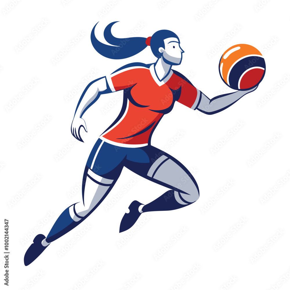 Wall mural Volleyball Player in Motion Line Art.