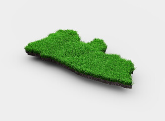 Liberia Map Soil Land Geology Cross Section Green Grass And Rock Ground Texture 3d Illustration
