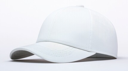 Fototapeta premium Plain White Baseball Cap Side View Mockup