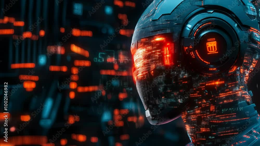 Poster advanced ai-driven zero trust endpoint security system in cybernetic environment, futuristic ai mach