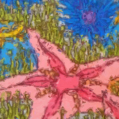 Oil paintings and various flowers, lotus leaves, lotus flowers, fish, horses, cats, dogs, beautiful 