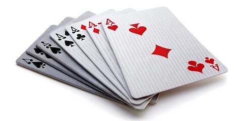 Obraz premium Playing Cards for Casino Games. Poker Deck on White Background. Casino Card Display on White. Poker Playing Cards Image. Isolated Casino Card Deck.