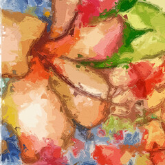 Naklejka premium Oil paintings and various flowers, lotus leaves, lotus flowers, fish, horses, cats, dogs, beautiful 