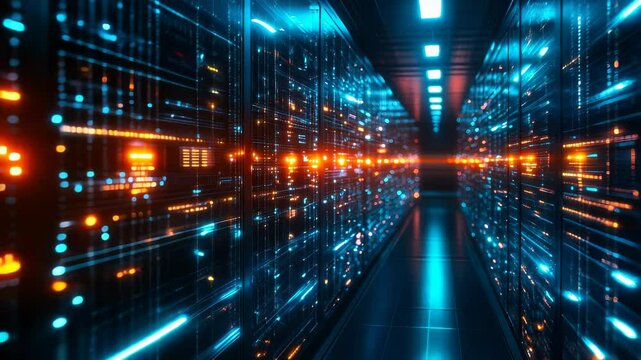 Advanced Compliance-Ready Data Center Solutions with High-Tech Server Racks Showcasing Regulatory Adherence Including GDPR, HIPAA in Modern Technology Setting
