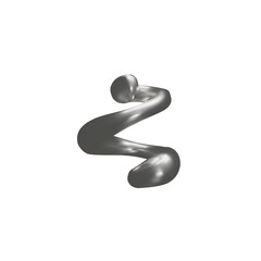 The 3D vector illustration shows an irregularly shaped wavy figure made of silver.