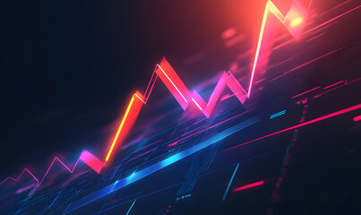 Futuristic financial dashboards and luxury business charts with glowing neon lines, gold accents, and connected nodes for corporate branding.