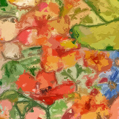 Oil paintings and various flowers, lotus leaves, lotus flowers, fish, horses, cats, dogs, beautiful 