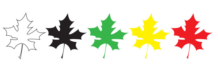 Maple leaves icon collection isolated on white and black background. vector illustration. EPS 10