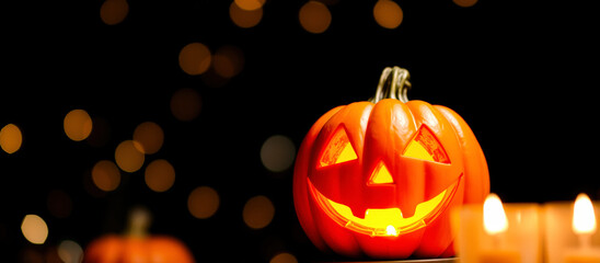 Fototapeta premium Halloween Pumpkin with Candlelight