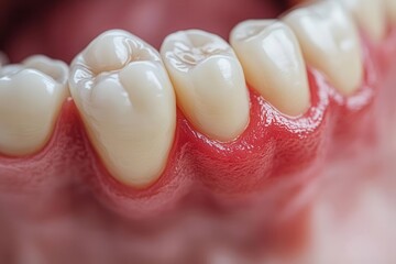 Photorealistic swollen and painful gums, signs of early periodontal disease