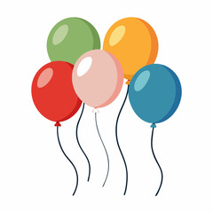 Set of balloons on transparent white background. Party Balloons event design decoration. Mockup for balloon print. Vector. © Shamima