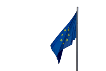 European union flag, flags waves and cloudy sky