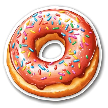 recommend clip art: A clipart sticker of a glazed donut with sprinkles Generative AI