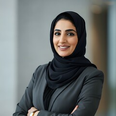 Naklejka premium Confident Muslim Business woman smile