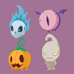 Halloween Monster Character Isolate Set Vector