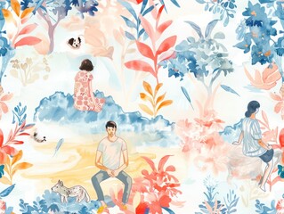 Vibrant Elegant Dream Art Pattern: High-Resolution Seamless Pattern for Premium Designs-Perfect for Print and Web