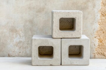 Photorealistic recycled concrete blocks, sustainable and durable material for urban infrastructure