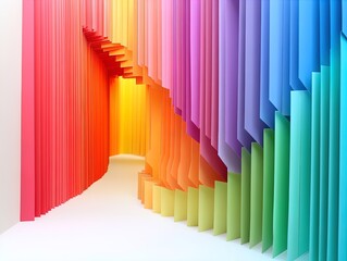 Obraz premium Vibrant Color-Blocked Paper Angles: A Dynamic Pathway Design Perfect for Sporty Interiors and Modern Decor Posters