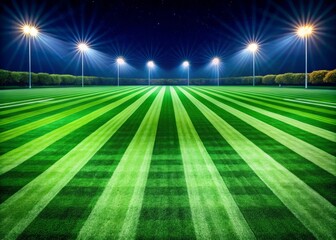 Cut Stripes on Lush Green Turf Field for Sports or Landscaping Backgrounds and Design Elements