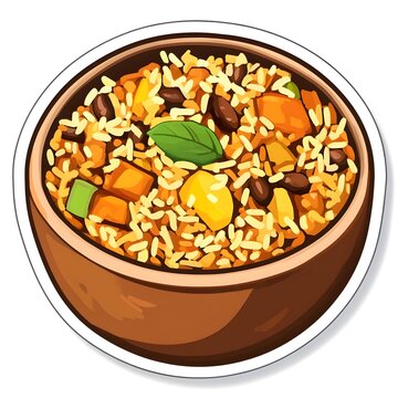 recommend clip art: A clipart sticker of Vegetable pulao Generative AI