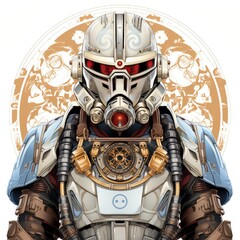 Cosmic Warrior: An Astronaut in Traditional Samurai Armor Line Art