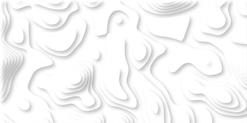 Abstract wavy line 3d paper cut white background with shadows. Abstract realistic papercut decoration textured with wavy layers. Topographic contour lines vector map seamless pattern vector.