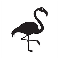 Beach Flamingo Silhouette Vector Illustration - Beach Clipart Design
