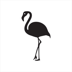 Beach Flamingo Silhouette Vector Illustration - Beach Clipart Design
