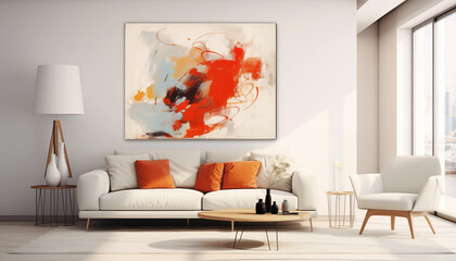 Abstract Painting in Modern Living Room Interior